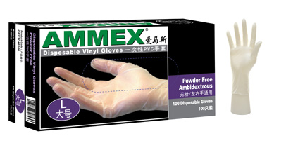 美国AMMEX一次性PVC手套(无粉)